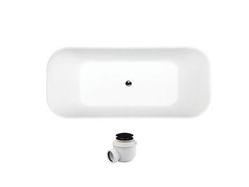 Wanna wolnostojąca z konglomeratu + klik-klak czarny 160 cm Assos Besco WMD-160-AKB