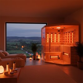 Sauna na podczerwień 6-osobowa 180x180 cm grzejniki kwarcowe i karbonowe Alta7 Infrared
