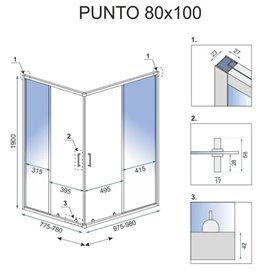 Złota kabina prysznicowa prostokątna 100x80 Punto Rea