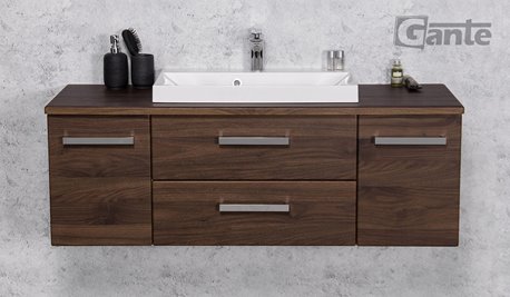 Szafka łazienkowa wisząca z umywalką nablatową 120 cm 39/2 Fokus kolor orzech
