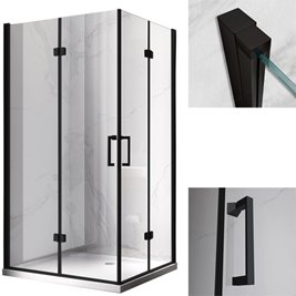 Kabina prysznicowa drzwi składane czarna prostokątna 110x90 KZ13B