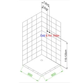 Kabina prysznicowa zabudowana na niskim brodziku kwadratowa 90x90 LISA-90