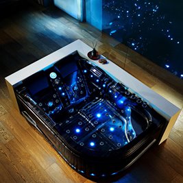 Czarna wanna z hydromasażem Venezia 761 Fala 180x120 lewa