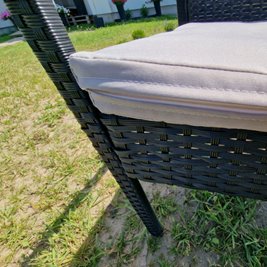 Meble ogrodowe kolor czarny technorattan sofa, stół, krzesła zestaw Pires