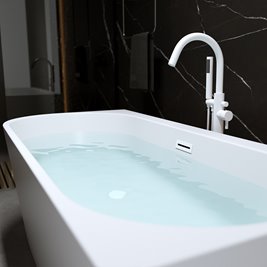 Wanna przyścienna biały przelew oraz korek narożna prawa 140 cm Mera Hydrosan