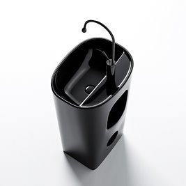 Umywalka wolnostojąca ceramiczna owalna czarny połysk 49x37x83 cm CLARO-BL-490