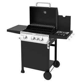 Grill gazowy APOLLO-B kolor czarny ruszt żeliwny moc 11,5 kW + pokrowiec + palnik boczny