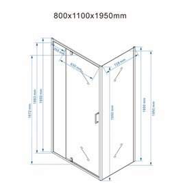 Kabina prysznicowa prostokątna drzwi uchylne 110x80 KZ06C