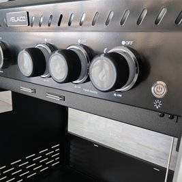 Grill gazowy ZEUS-C kolor czarny ruszt żeliwny moc 14,5 kW + pokrowiec + palnik boczny + LED