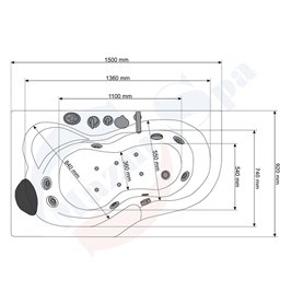 Wanna z hydromasażem asymetryczna 150x92 cm MO-0207