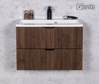 Szafka łazienkowa z lamelami wisząca z umywalką 60 cm 39/2 Victa Lamello kolor orzech