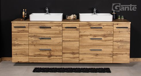 Szafka wisząca z umywalką 210 z dwiema umywalkami C3 seria Fokus NE