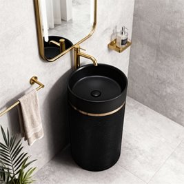 Umywalka wolnostojąca ceramiczna okrągła czarna 86x40 cm SCOT1-BL-WOF-860