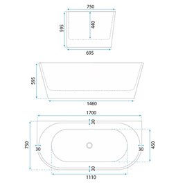 Wanna wolnostojąca przyścienna 170 cm Capri Slim Rea