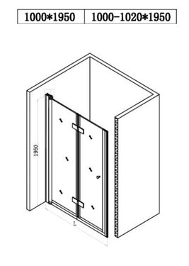 Złote drzwi prysznicowe łamane do wnęki 100 cm SH01C