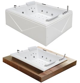 Wanna z hydromasażem prostokątna do zabudowy + obudowa Diablo 666 180x150