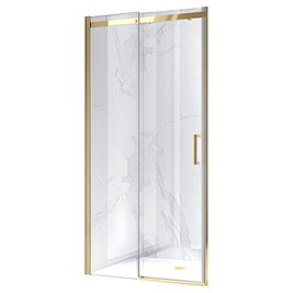 Złote szczotkowane drzwi prysznicowe do wnęki 95-100 cm rozsuwane szkło 8 mm ZES-KZ09A-GL-BR-100