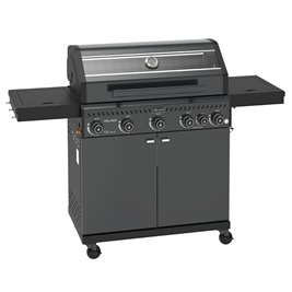 Grill gazowy ZEUS-D kolor czarny ruszt żeliwny moc 17,5 kW + pokrowiec + palnik boczny + LED
