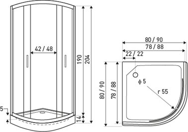 Kabina prysznicowa z niskim brodzikiem 80x80 Malibu Kerra