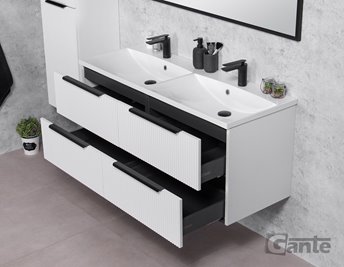 Szafka łazienkowa wisząca frezowana z umywalką 120 cm 46/4 Sydney kolor biały