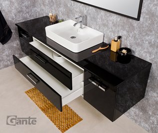 Czarna szafka wisząca z umywalką 180 cm Luna seria Fokus C