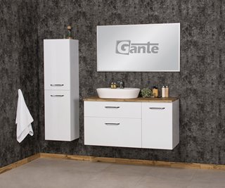 Szafka łazienkowa wisząca z umywalką nablatową i koszem 120 cm SETTO MODULO kolor biały połysk