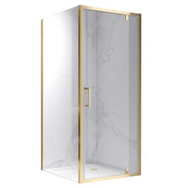 Złota szczotkowana kabina prysznicowa 90x90 kwadratowa drzwi pełne uchylne KZ04C