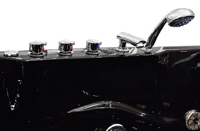 Czarna wanna z hydromasażem dwuosobowa 180x120 cm MO-1631B Lewa