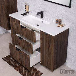 Szafka łazienkowa z lamelami wisząca z umywalką 120 cm 39/3 Victa Lamello kolor orzech