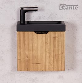 Szafka łazienkowa wisząca z czarną umywalką dąb burlington 40 cm Fresco Gante