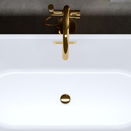 Wanna wolnostojąca biała przelew oraz korek złoty 150 cm Lizbona Hydrosan