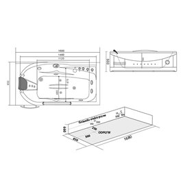 Wanna z hydromasażem prostokątna Ramzes 634 168 cm