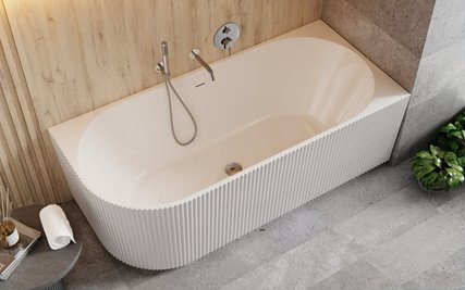 Denaya Besco biała wanna wolnostojąca 150 cm prawa syfon chrom WAS-150-DPC