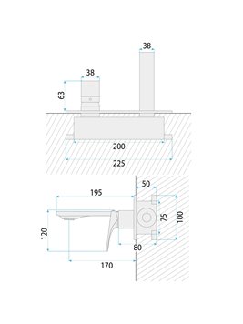Bateria umywalkowa podtynkowa box Rea Joe złoto szczotkowane