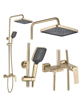 Zestaw prysznicowy natynkowy złoty szczotkowany Joe Rea