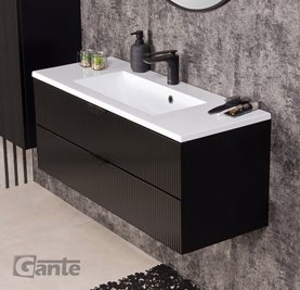 Szafka łazienkowa z umywalką wisząca szklane fronty czarny mat 100 cm Bravia Gante