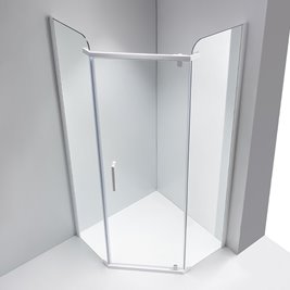 Biała kabina prysznicowa pięciokątna 80x80 drzwi uchylne KZ91A