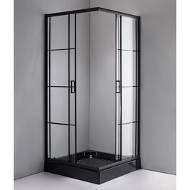 Kabina prysznicowa kwadratowa loftowy styl 80x80 czarne szprosy BL32A