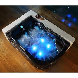 Czarna wanna z hydromasażem Venezia 761 Fala 180x120 lewa