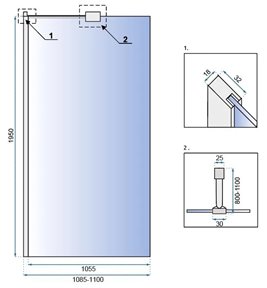 Ścianka prysznicowa walk-in profile chromowane 110 cm Aero Rea