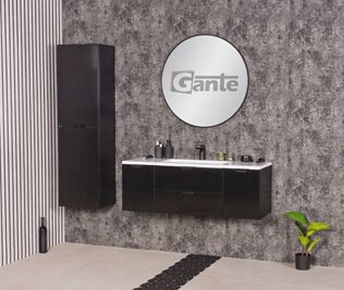 Szafka łazienkowa z umywalką wisząca szklane fronty czarny mat 120 cm Bravia Gante