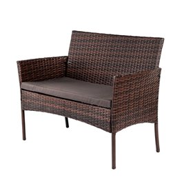 Zestaw mebli ogrodowych z technorattanu stół, sofa, krzesła dla 4 osób Rita brąz