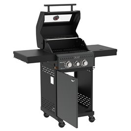 Grill gazowy ZEUS-A kolor czarny ruszt żeliwny moc 8,5 kW + pokrowiec + palnik boczny