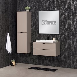 Szafka łazienkowa z lamelami wisząca z nablatową umywalką 80 cm 39/2 Victa Lamello kolor fume mat