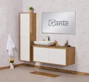 Szafka łazienkowa wisząca z umywalką dąb naturalny/biały mat 120 cm Venus Gante