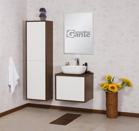 Szafka łazienkowa wisząca z umywalką dąb wenge/biały mat 60 cm Venus Gante