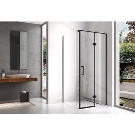 Czarna kabina prysznicowa 100x100 kwadratowa drzwi uchylne KZ01DB