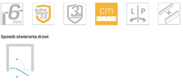 Czarne drzwi prysznicowe 90 cm lewe D-0279A New Soleo Black New Trendy