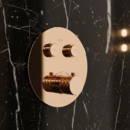 Zestaw prysznicowy podtynkowy termostat box miedź Lungo Diamond Rea