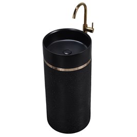 Umywalka wolnostojąca ceramiczna okrągła czarna 86x40 cm SCOT1-BL-WOF-860